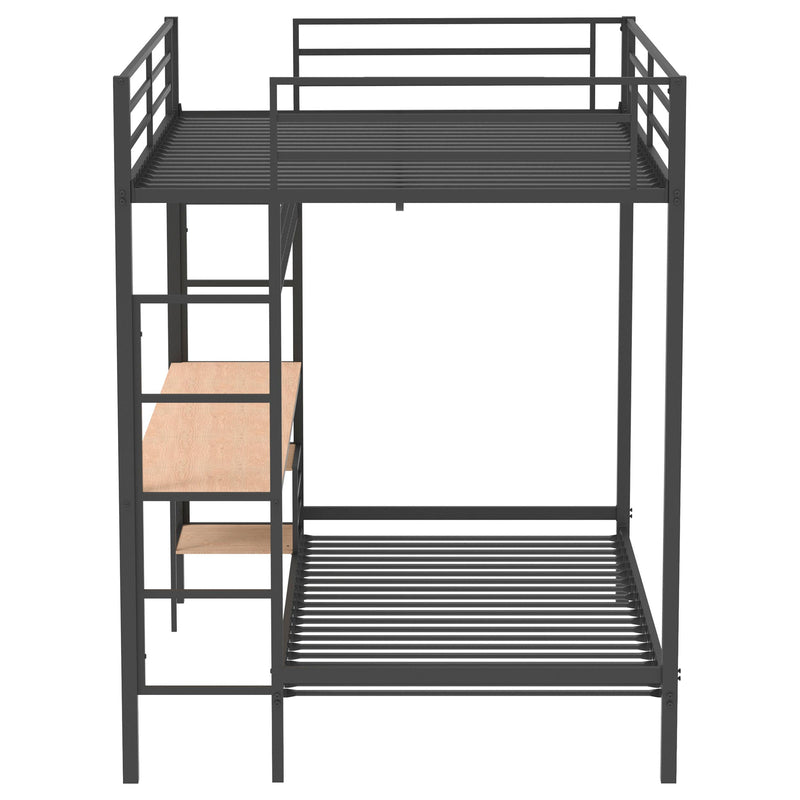 Bettoni Metal Full Over Twin Workstation Bunk Bed Matte Black - 460209BLK