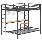 Bettoni Metal Full Over Twin Workstation Bunk Bed Matte Black - 460209BLK