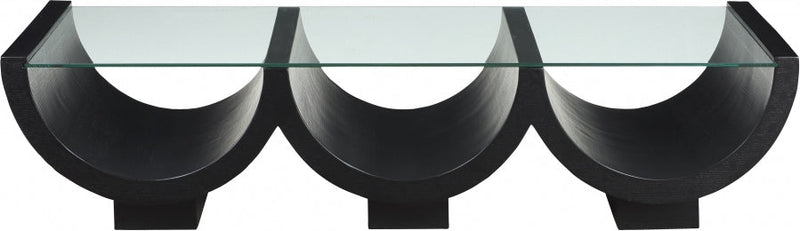 Beverwil Glass Top And Oak Veneer Base Coffee Table in Black - 99023Black-CT
