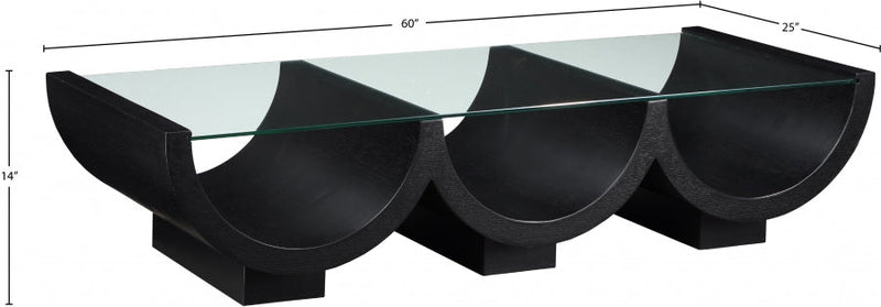 Beverwil Glass Top And Oak Veneer Base Coffee Table in Black - 99023Black-CT