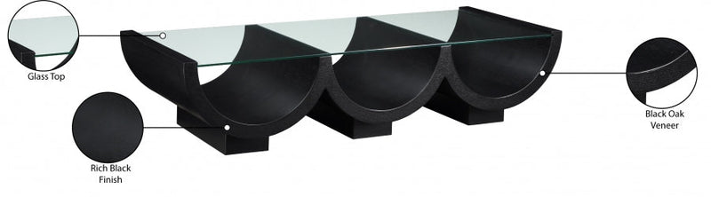 Beverwil Glass Top And Oak Veneer Base Coffee Table in Black - 99023Black-CT