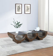 Beverwil Glass Top And Oak Veneer Base Coffee Table in Brown - 99023Brown-CT