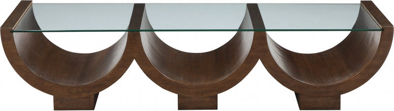 Beverwil Glass Top And Oak Veneer Base Coffee Table in Brown - 99023Brown-CT