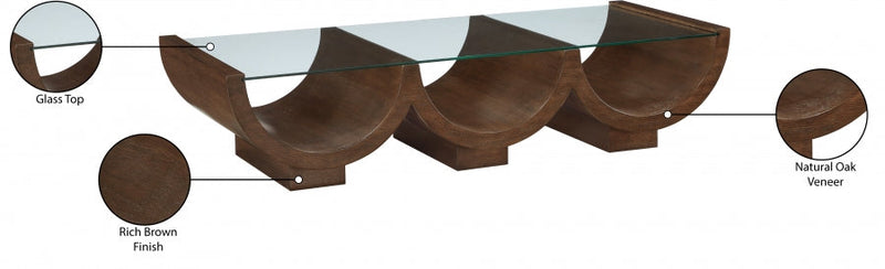 Beverwil Glass Top And Oak Veneer Base Coffee Table in Brown - 99023Brown-CT