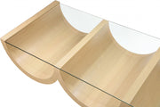 Beverwil Glass Top And Oak Veneer Base Coffee Table in Natural - 99023Natural-CT