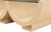 Beverwil Glass Top And Oak Veneer Base Coffee Table in Natural - 99023Natural-CT