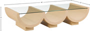 Beverwil Glass Top And Oak Veneer Base Coffee Table in Natural - 99023Natural-CT