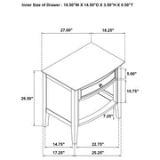 Bexhill 1-drawer Nightstand Bedside Table White - 223472