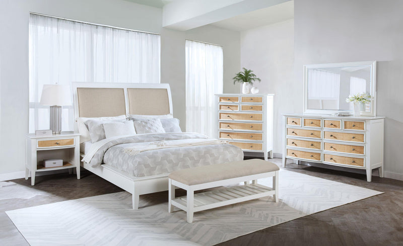 Bexhill 56-inch Upholstered Queen Panel Bed White - 223471Q