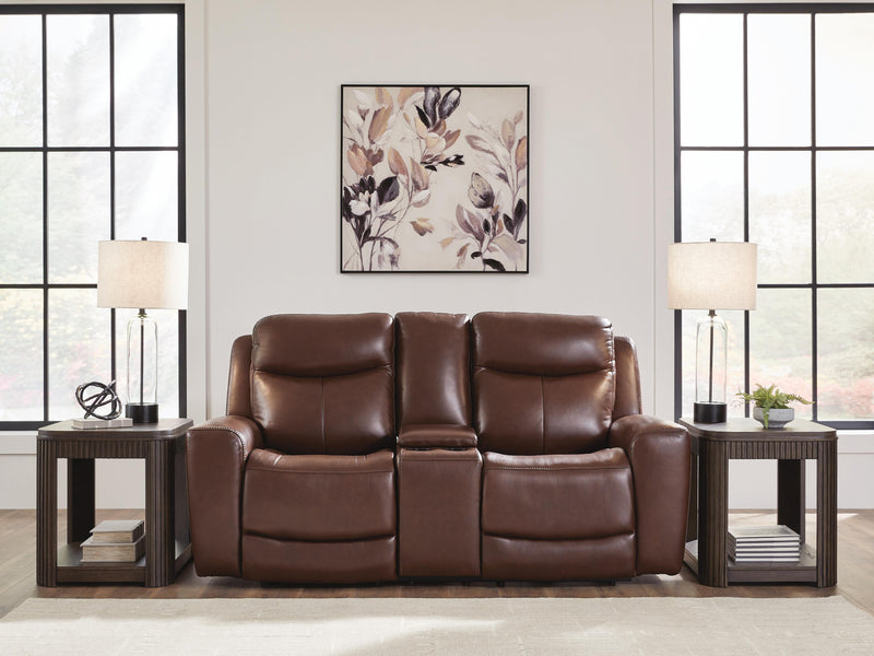 Bexhurst Mahogany Power Reclining Loveseat with Console - PCU1210218