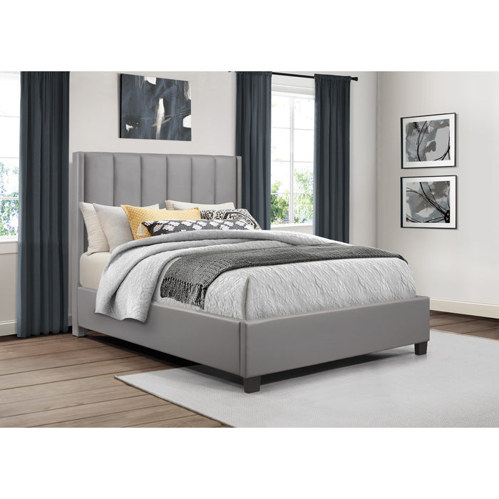 BHE5876FGY-54* (2) 54" Full Size Gray Vinyl Platform Bed  (Regular Full Size Platform Bed with Mattress inside Rails and Footboard) - BHE5876FGY-54*