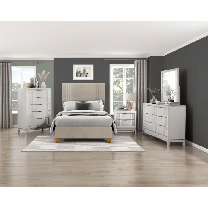 BHE5878BE-39* (2) 39” Beige Microfiber Platform Bed - BHE5878BE-39*