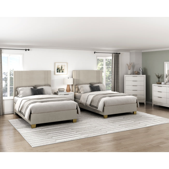 BHE5878BE-44* (2) 44" Beige Microfiber Platform Bed - BHE5878BE-44*