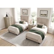 BHE5878BE-48* (2) 48" Beige Microfiber Platform Bed - BHE5878BE-48*