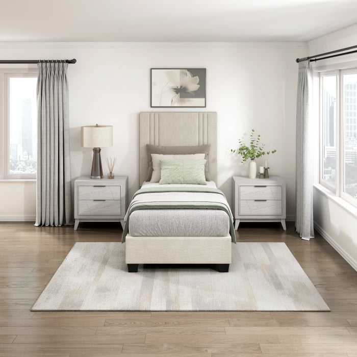 BHE5878NLB-39* (2) 39” Light Beige Microfiber Platform Bed - BHE5878NLB-39*
