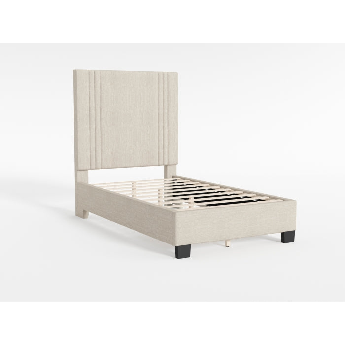 BHE5878NLB-44* (2) 44” Light Beige Microfiber Platform Bed - BHE5878NLB-44*