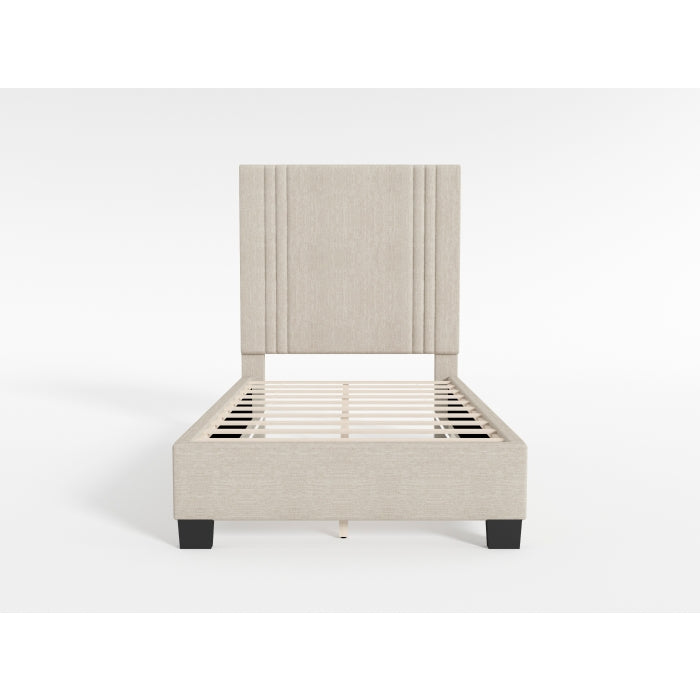 BHE5878NLB-44* (2) 44” Light Beige Microfiber Platform Bed - BHE5878NLB-44*
