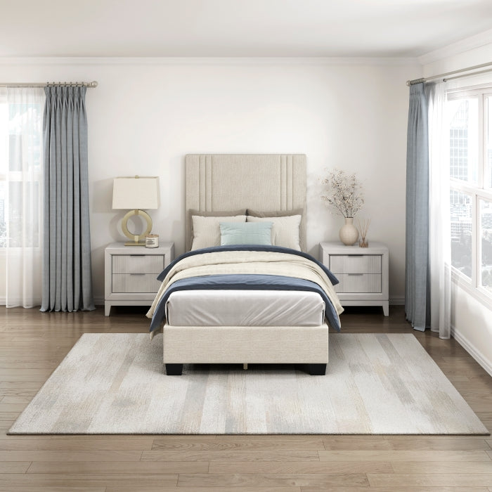 BHE5878NLB-44* (2) 44” Light Beige Microfiber Platform Bed - BHE5878NLB-44*