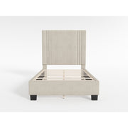BHE5878NLB-48* (2) 48” Light Beige Microfiber Platform Bed - BHE5878NLB-48*