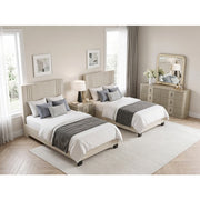 BHE5878NLB-48* (2) 48” Light Beige Microfiber Platform Bed - BHE5878NLB-48*