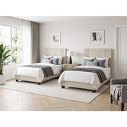 BHE5878NLB-48* (2) 48” Light Beige Microfiber Platform Bed - BHE5878NLB-48*