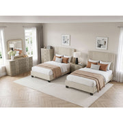 BHE5878NLB-48* (2) 48” Light Beige Microfiber Platform Bed - BHE5878NLB-48*