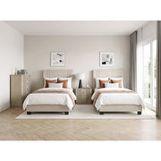 BHE5878NLB-48* (2) 48” Light Beige Microfiber Platform Bed - BHE5878NLB-48*