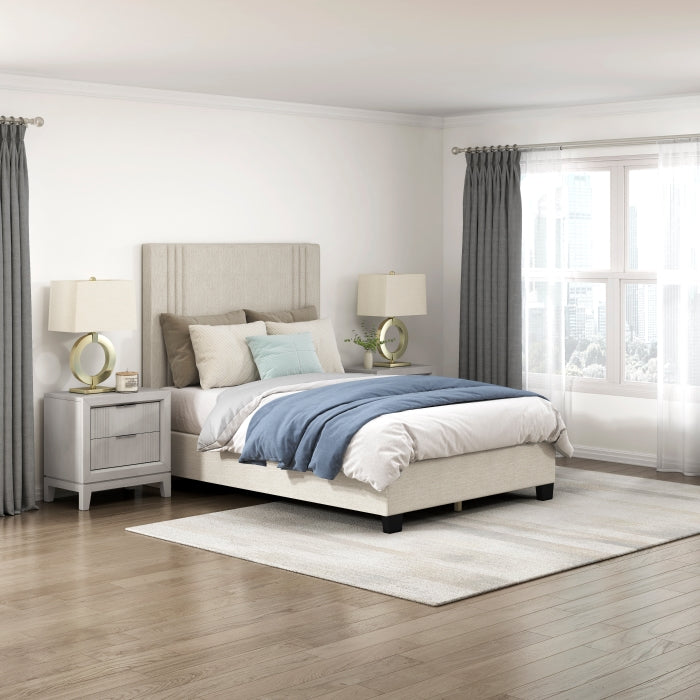 BHE5878NLB-54* (2) 54” Light Beige Microfiber Platform Bed - BHE5878NLB-54*