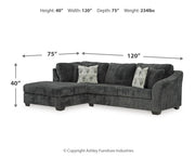 Biddeford 2-Piece Sectional with Ottoman in Shadow - PKG015089