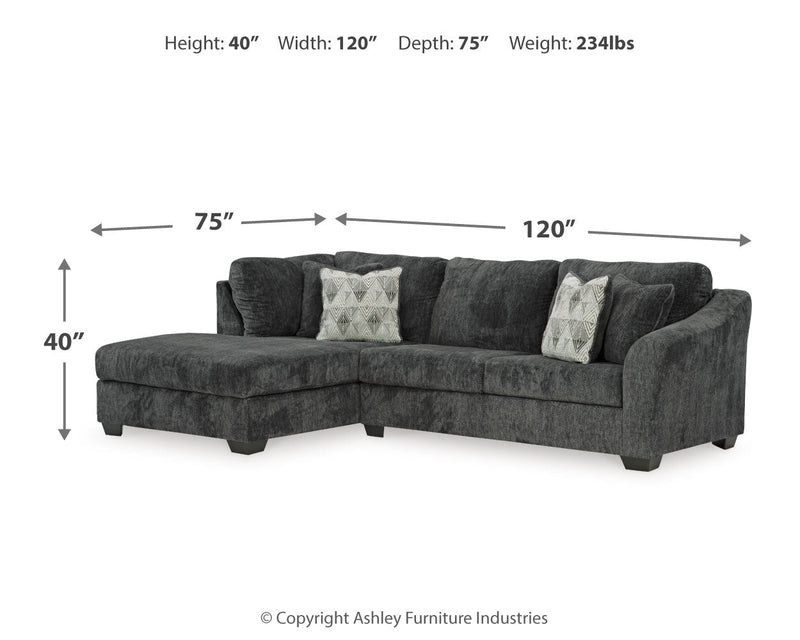 Biddeford 2-Piece Sectional with Ottoman in Shadow - PKG015089