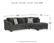Biddeford 2-Piece Sectional with Ottoman in Shadow - PKG015090