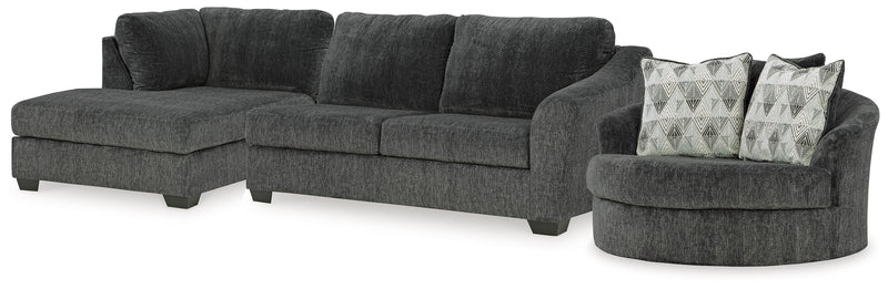 Biddeford Shadow 2-Piece Sectional and Oversized Swivel Accent Chair - 35504U2