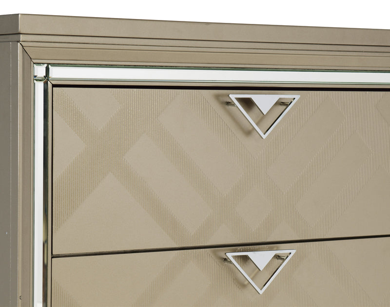 Bijou Champagne LED Upholstered Storage Platform Bedroom Set - Gate FurnitureBedroom Set