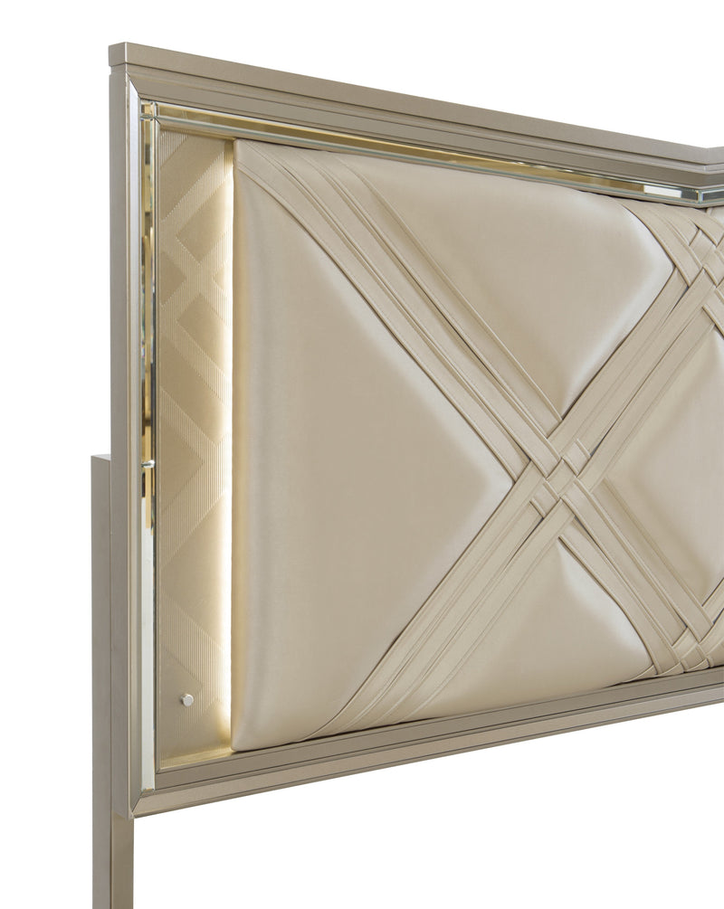 Bijou Champagne LED Upholstered Storage Platform Bedroom Set - Gate FurnitureBedroom Set