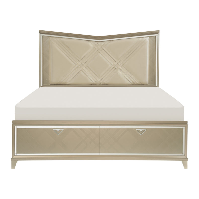 Bijou Champagne LED Upholstered Storage Platform Bedroom Set - Gate FurnitureBedroom Set