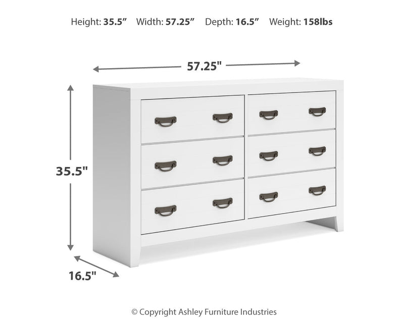 Binterglen California King Panel Bed with Dresser in White - PKG016715