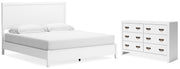 Binterglen California King Panel Bed with Dresser in White - PKG016715