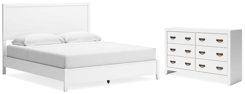 Binterglen California King Panel Bed with Dresser in White - PKG016715