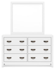 Binterglen California King Panel Bed with Mirrored Dresser, Chest and Nightstand in White from Ashley - Luna Furniture