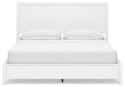 Binterglen California King Panel Bed with Mirrored Dresser in White - PKG016793