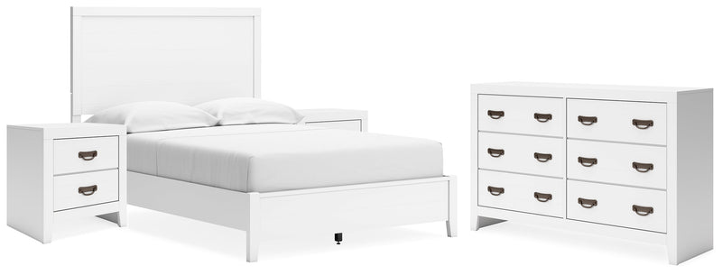 Binterglen Full Panel Bed with Dresser and 2 Nightstands in White - PKG016606