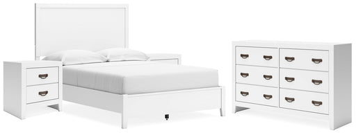 Binterglen Full Panel Bed with Dresser and 2 Nightstands in White - PKG016606