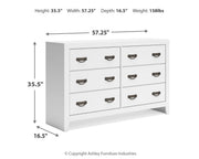 Binterglen Full Panel Bed with Dresser in White - PKG016605