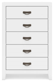 Binterglen Full Panel Bed with Mirrored Dresser and Chest in White - PKG016612