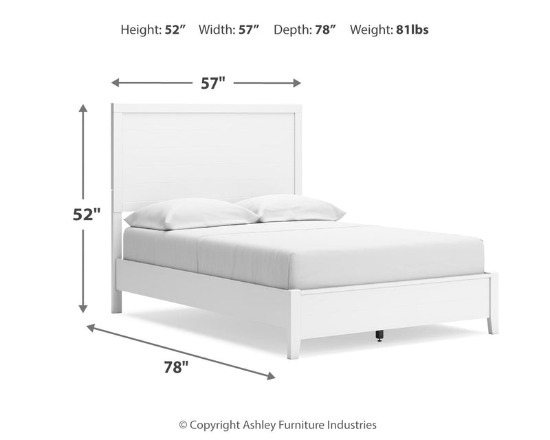 Binterglen Full Panel Bed with Mirrored Dresser and Chest in White - PKG016612