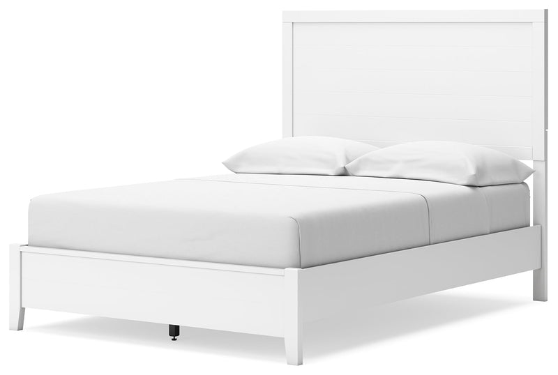 Binterglen Full Panel Bed with Mirrored Dresser in White - PKG016608