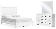 Binterglen Full Panel Bed with Mirrored Dresser in White - PKG016608