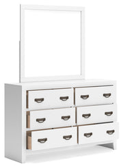 Binterglen Full Panel Bed with Mirrored Dresser in White - PKG016608