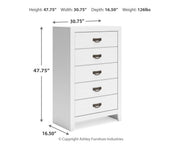 Binterglen King Panel Bed with Mirrored Dresser and Chest in White from Ashley - Luna Furniture