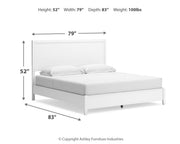 Binterglen King Panel Bed with Mirrored Dresser and Nightstand in White - PKG016712